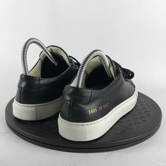 Common Projects Achilles Low Black/White Leather Shoes EU 37 Women’s Size 7 - Picture 5 of 11